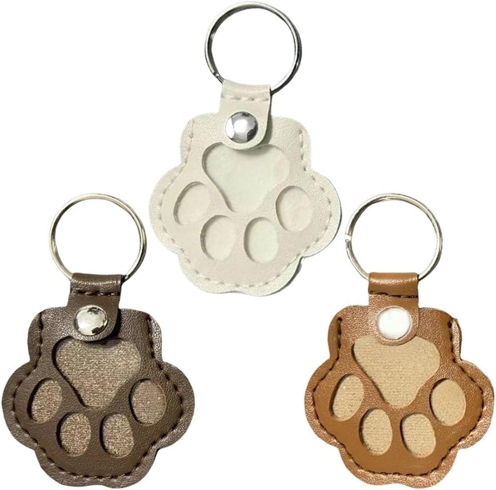 3 Pcs Pet Hair Storage Keychain, Cat Paw Shaped Keychain, Pet Memorial Gift Keyring, Handmade Key Holder for Collecting Cat and Dog Hair
